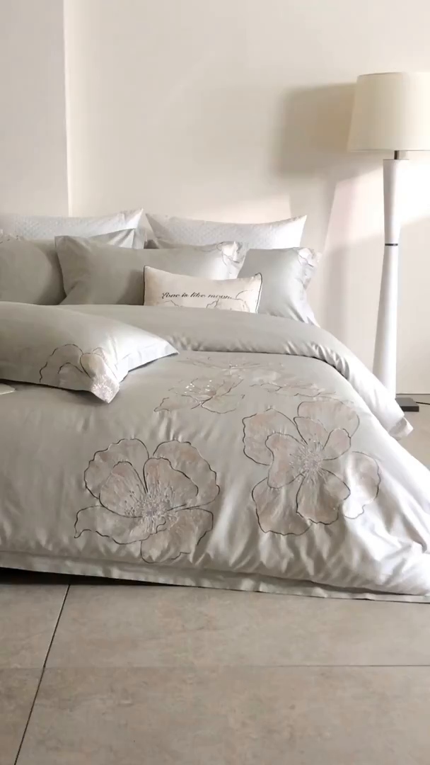 91家纺网 家纺一手货源 找家纺 优悦生活馆 2026新款工艺款全棉新疆长绒棉刺绣四件套-朝露晨风 朝露晨风-绿