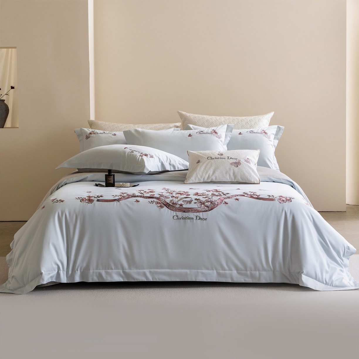 91家纺网 家纺一手货源 找家纺 （总）优悦生活馆 2026新款高密亲肤全棉新疆长绒棉刺绣四件套-流萤花畔