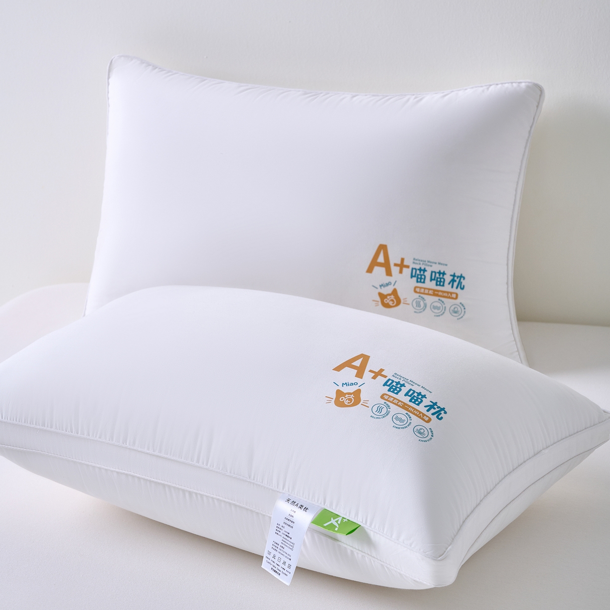 91家纺网 家纺一手货源 找家纺 鼎晟纺 2026新款全棉奶芙喵喵安睡舒适枕学生枕头成人枕芯 全棉A+喵喵舒适枕双边款