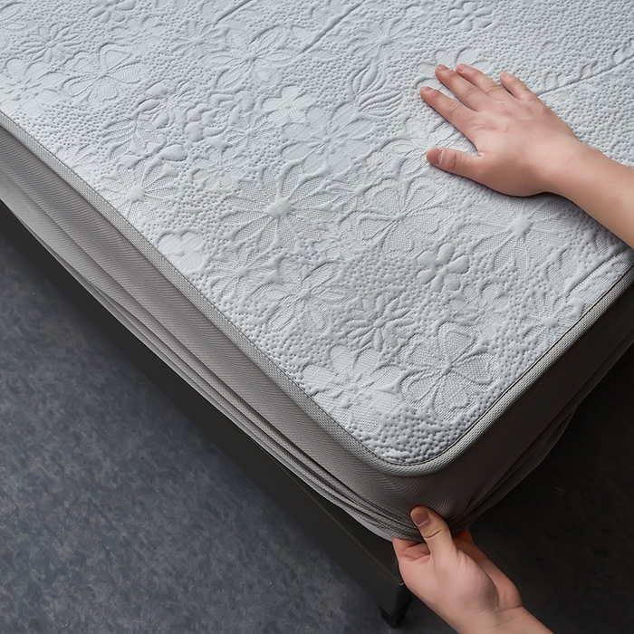 91家纺网 家纺一手货源 找家纺 库里梦家纺 2026新款轻奢高克重复合PE高分子凉席床笠三件套-简卉 简卉-灰色床笠款