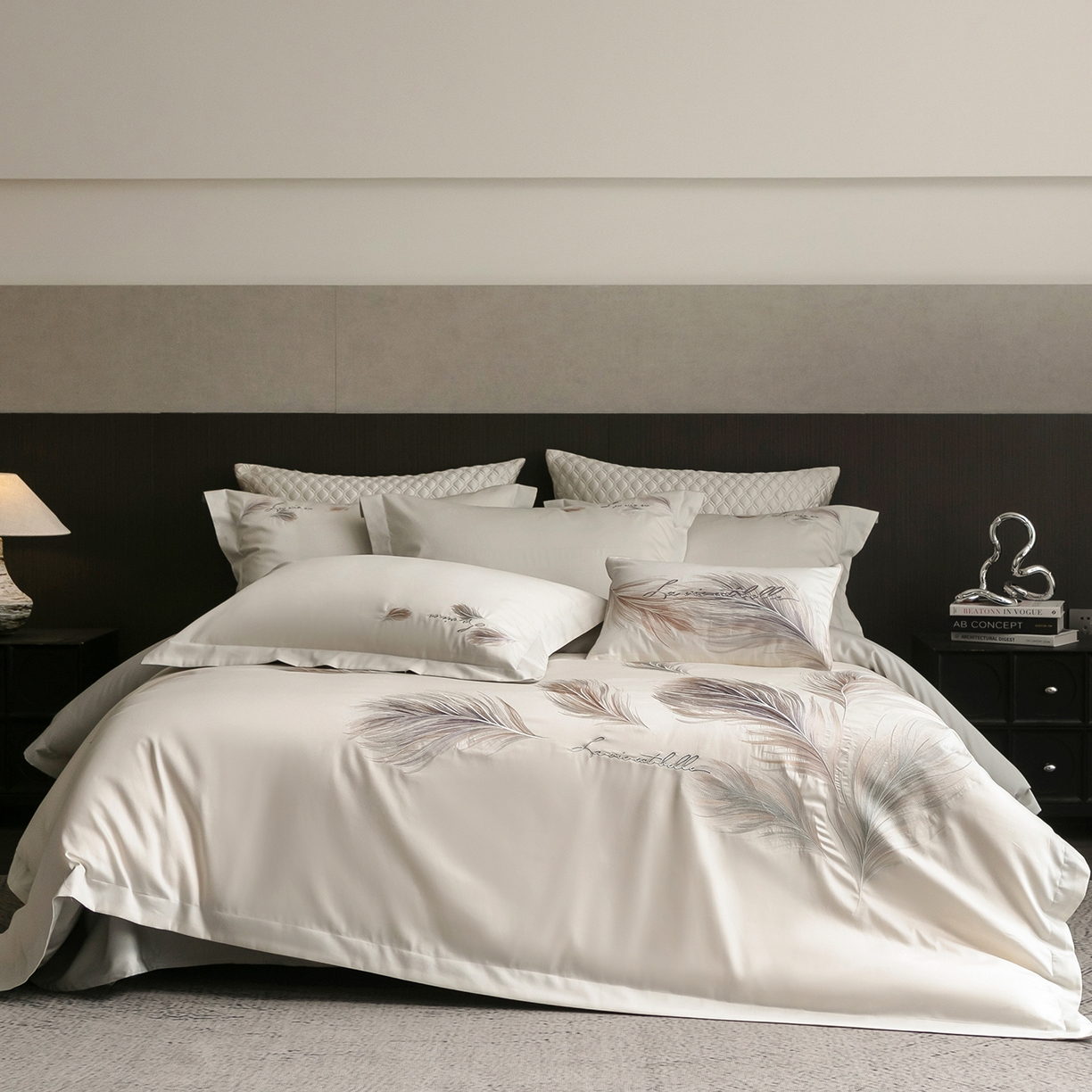 91家纺网 家纺一手货源 找家纺 （总）优悦生活馆 2026新款全棉贴布绣四件套-喵喵小香风