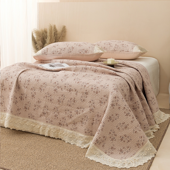 91家纺网 家纺一手货源 找家纺 （总）恩和家纺 2026新款棉麻蕾丝碎花床盖