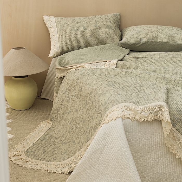 91家纺网 家纺一手货源 找家纺 （总）恩和家纺 2026新款棉麻蕾丝碎花床盖