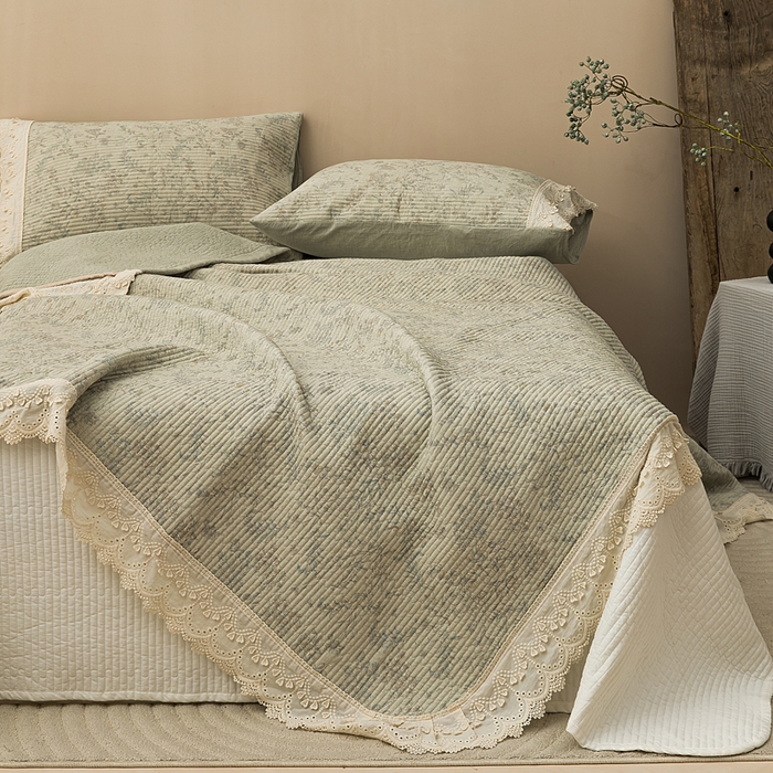 91家纺网 家纺一手货源 找家纺 （总）恩和家纺 2026新款棉麻蕾丝碎花床盖