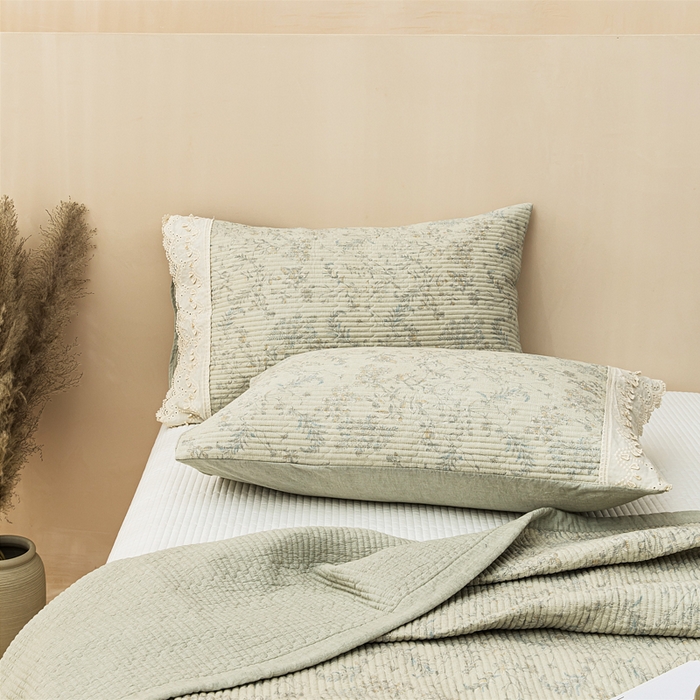 91家纺网 家纺一手货源 找家纺 （总）恩和家纺 2026新款棉麻蕾丝碎花床盖