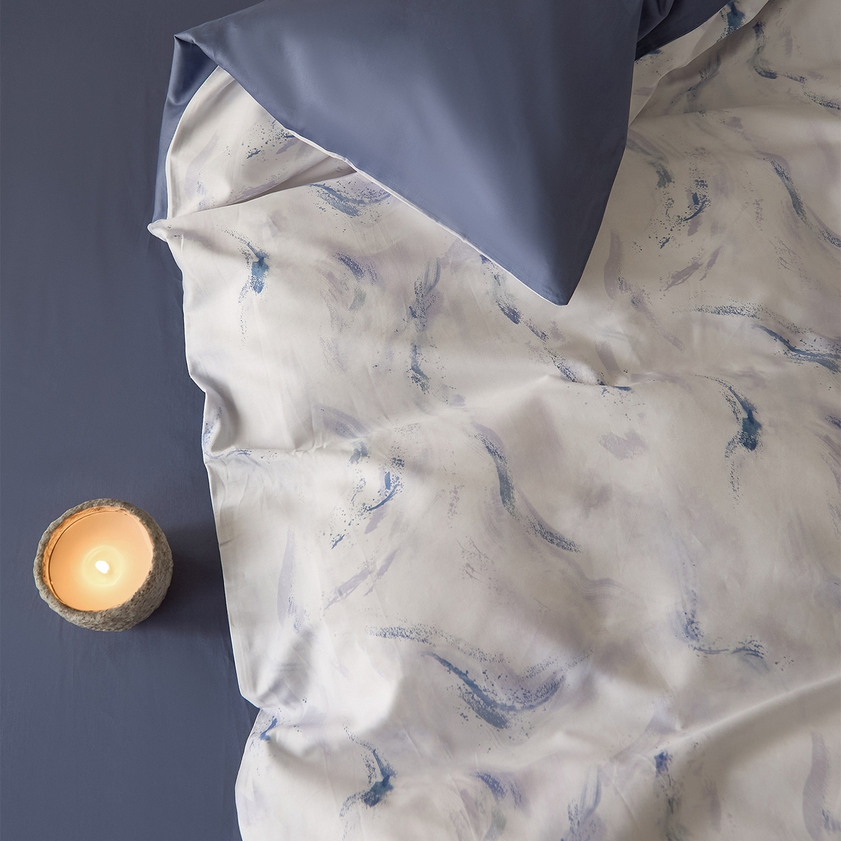 91家纺网 家纺一手货源 找家纺 （总）ONE TWO ONE 121 2026新款专版数码印花100s长绒棉纯棉全棉床上用品四件套-听潮絮语-海蓝