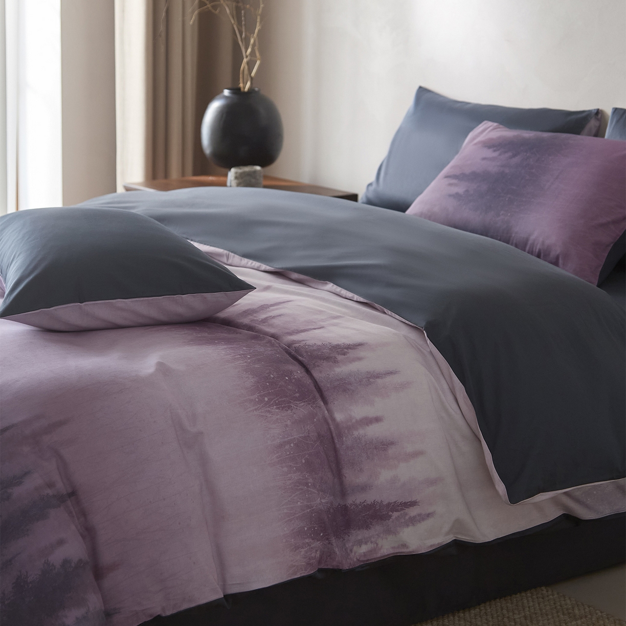 91家纺网 家纺一手货源 找家纺 （总）ONE TWO ONE 121 2026新款专版数码印花100s长绒棉纯棉全棉床上用品四件套-魔法城堡-紫