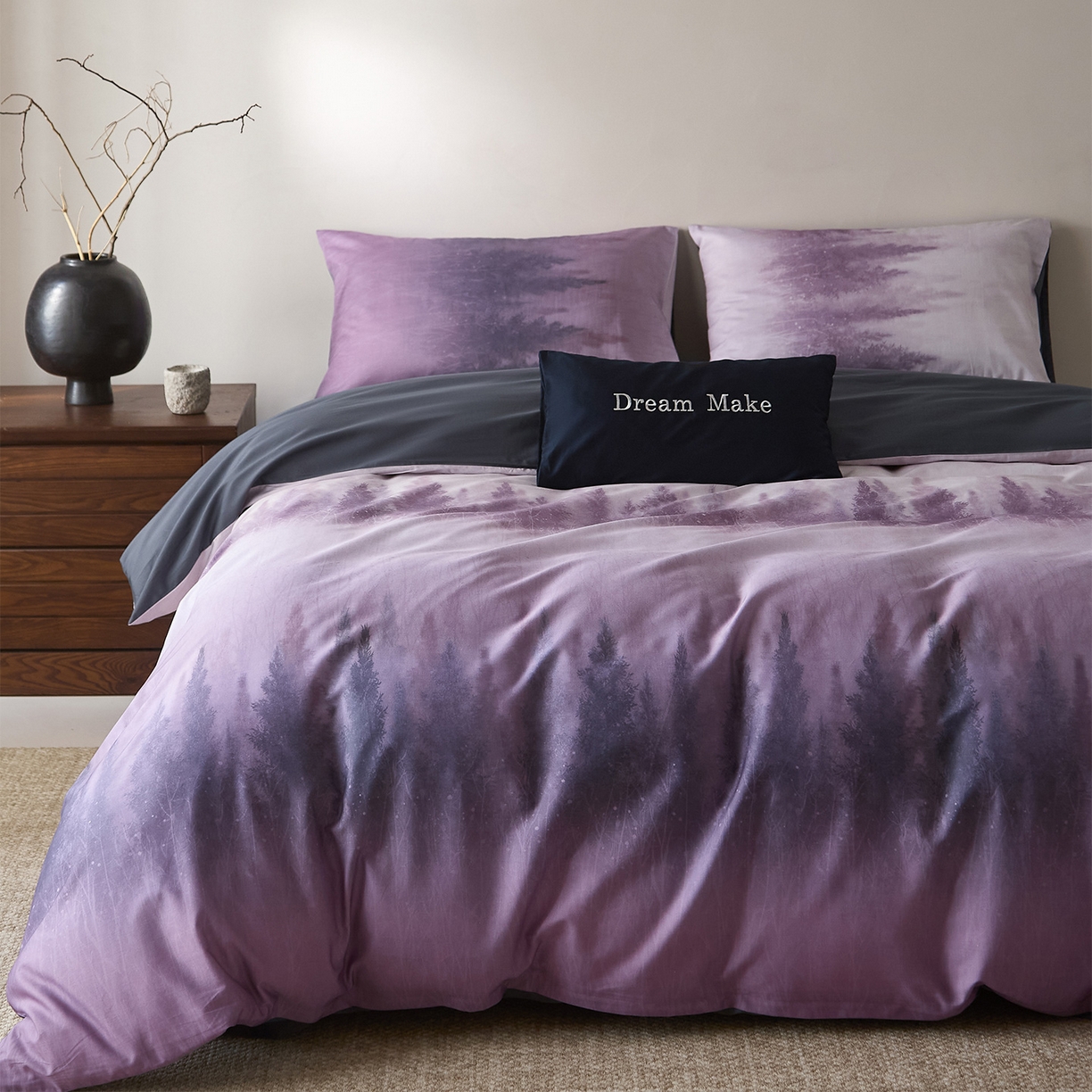 91家纺网 家纺一手货源 找家纺 （总）ONE TWO ONE 121 2026新款专版数码印花100s长绒棉纯棉全棉床上用品四件套-魔法城堡-紫