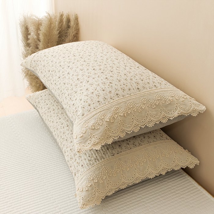 91家纺网 家纺一手货源 找家纺 恩和家纺 2026新款棉麻蕾丝碎花床盖 花朝月夕