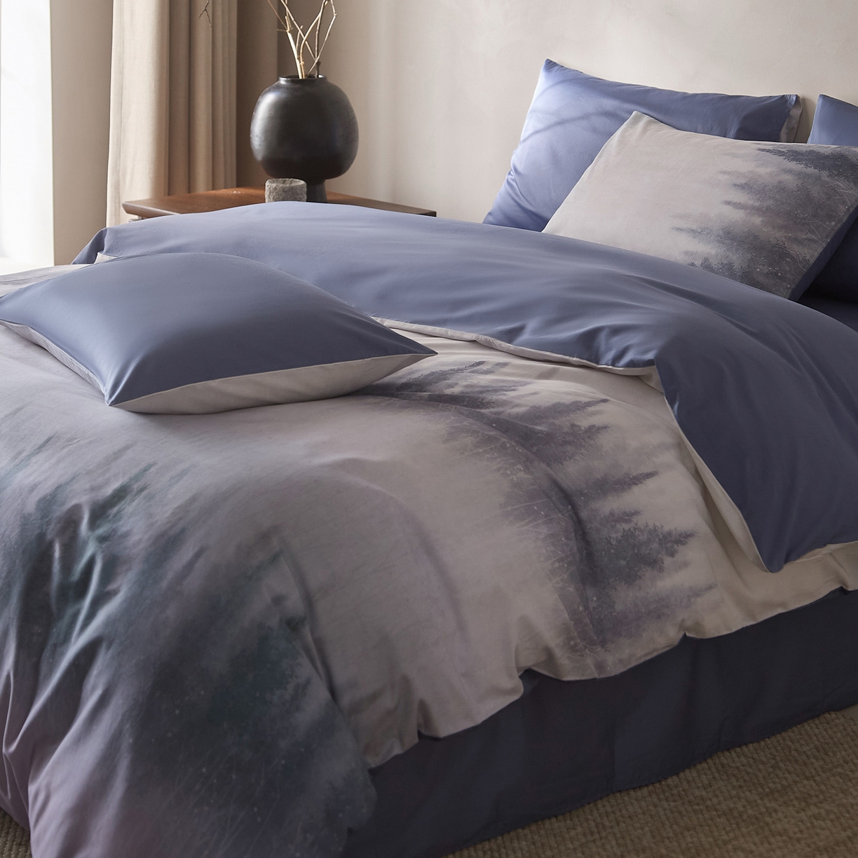 91家纺网 家纺一手货源 找家纺 （总）ONE TWO ONE 121 2026新款专版数码印花100s长绒棉纯棉全棉床上用品四件套-魔法城堡-蓝