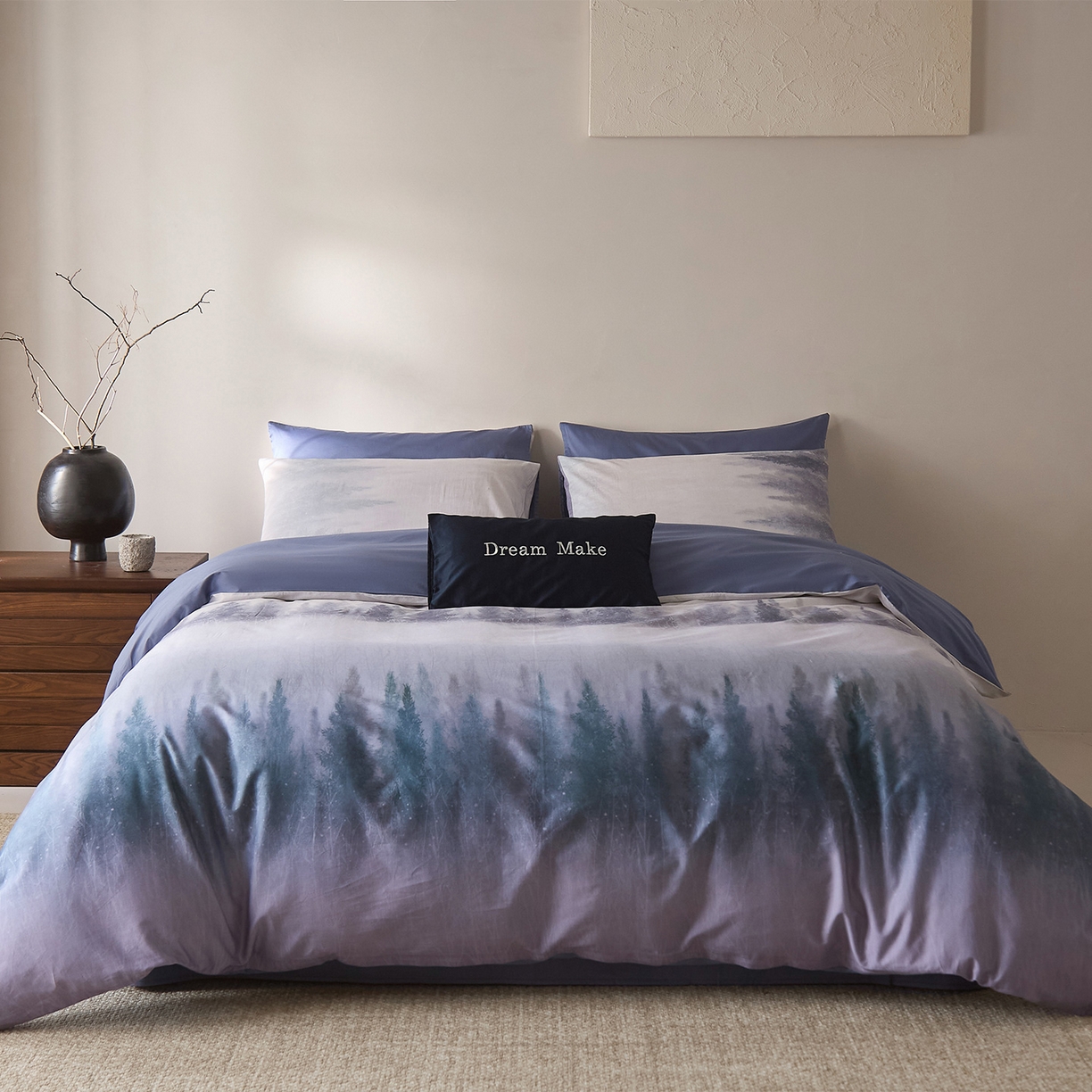 91家纺网 家纺一手货源 找家纺 （总）ONE TWO ONE 121 2026新款专版数码印花100s长绒棉纯棉全棉床上用品四件套-魔法城堡-蓝