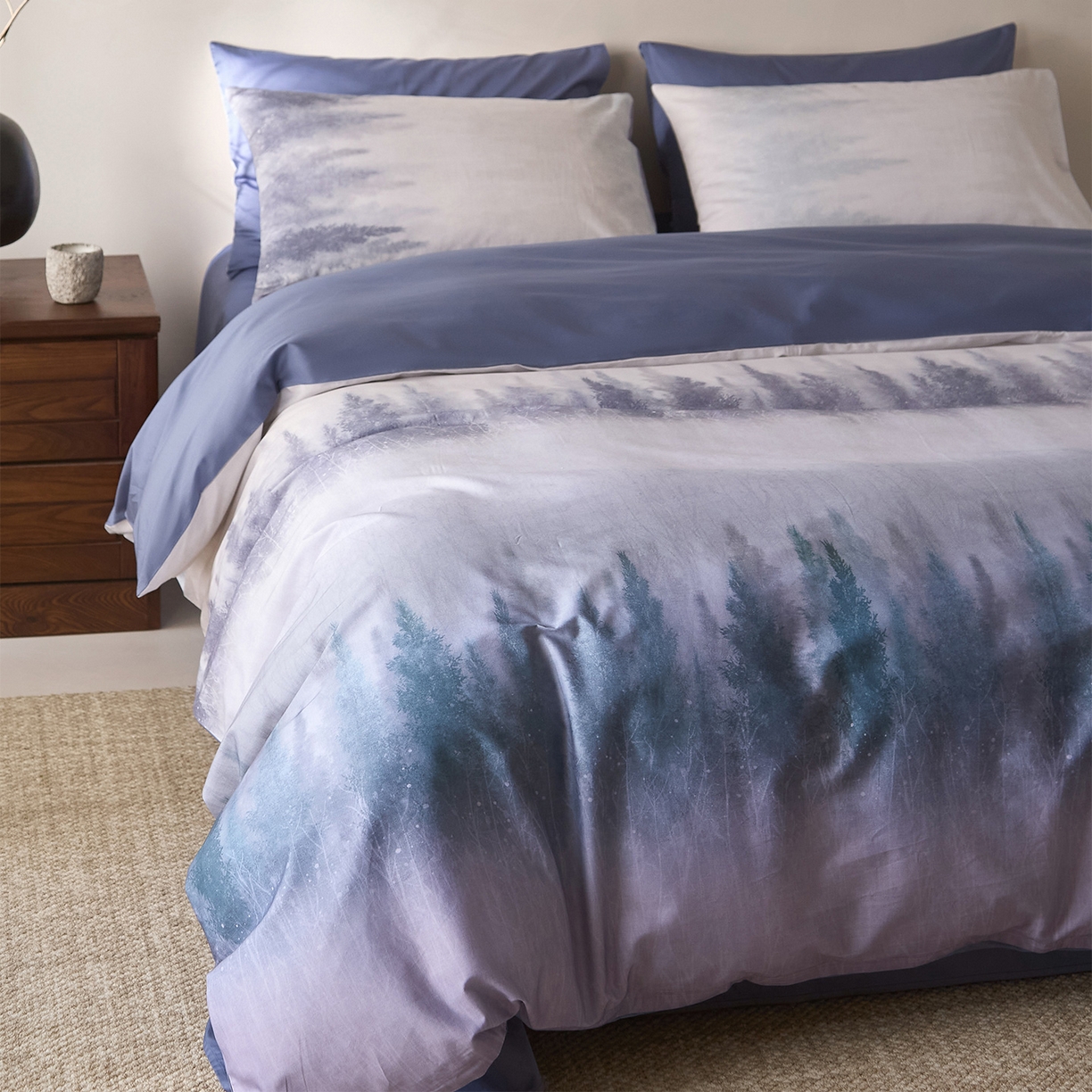 91家纺网 家纺一手货源 找家纺 （总）ONE TWO ONE 121 2026新款专版数码印花100s长绒棉纯棉全棉床上用品四件套-魔法城堡-蓝