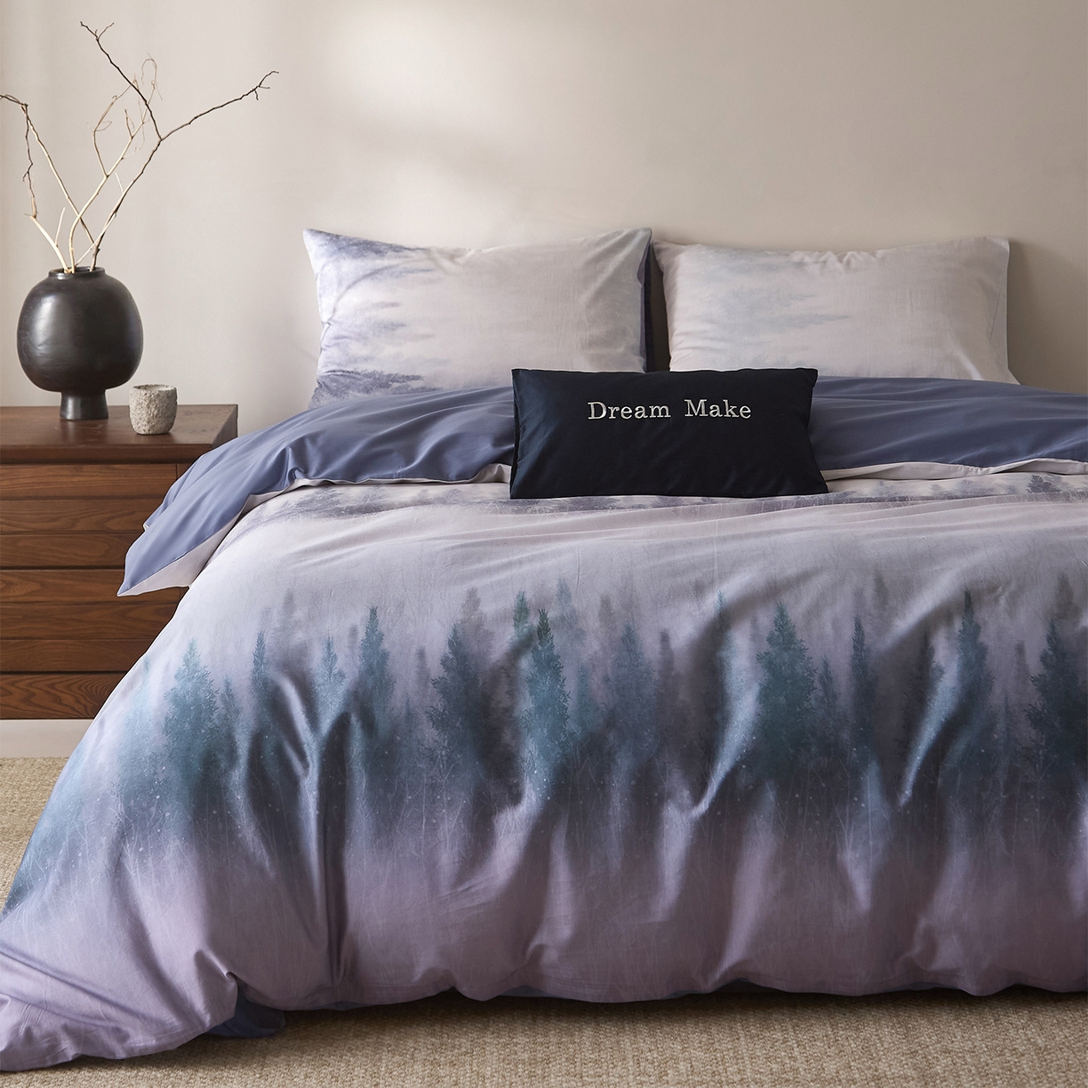 91家纺网 家纺一手货源 找家纺 （总）ONE TWO ONE 121 2026新款专版数码印花100s长绒棉纯棉全棉床上用品四件套-魔法城堡-蓝