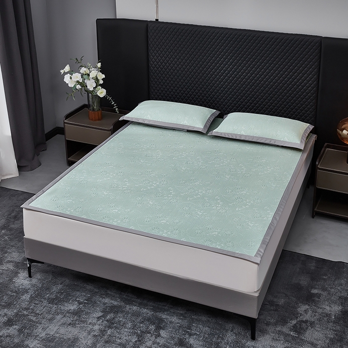 91家纺网 家纺一手货源 找家纺 （总）库里梦家纺 2026新款轻奢高克重复合PE高分子凉席床笠三件套-素瑾