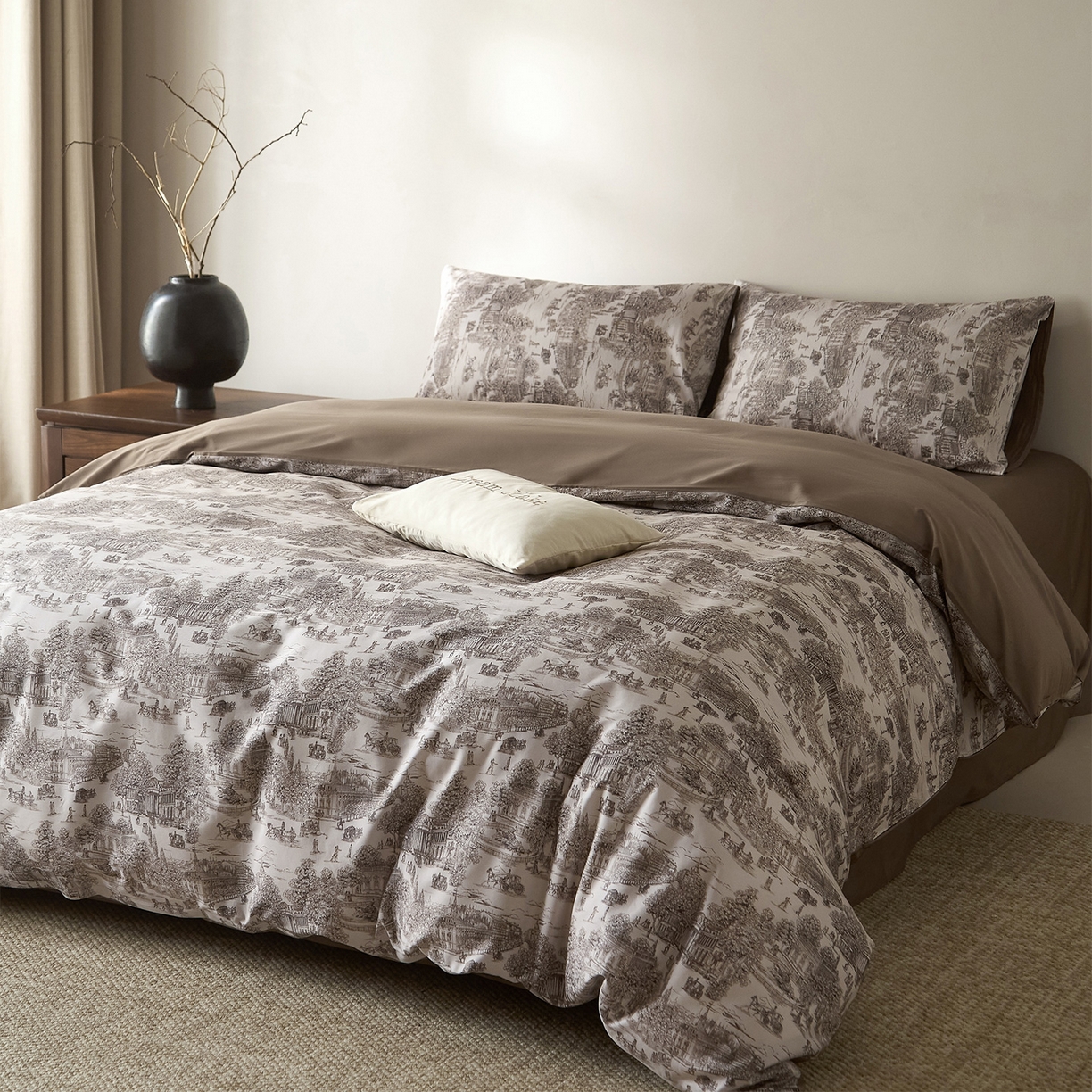 91家纺网 家纺一手货源 找家纺 （总）ONE TWO ONE 121 2026新A类5050双股数码印花长绒棉纯棉四件套-罗马假日