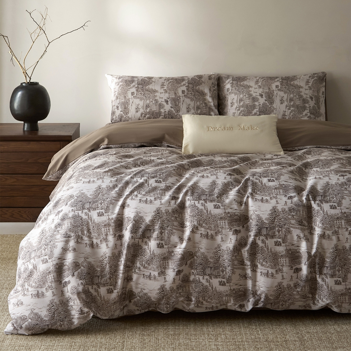 91家纺网 家纺一手货源 找家纺 （总）ONE TWO ONE 121 2026新A类5050双股数码印花长绒棉纯棉四件套-罗马假日