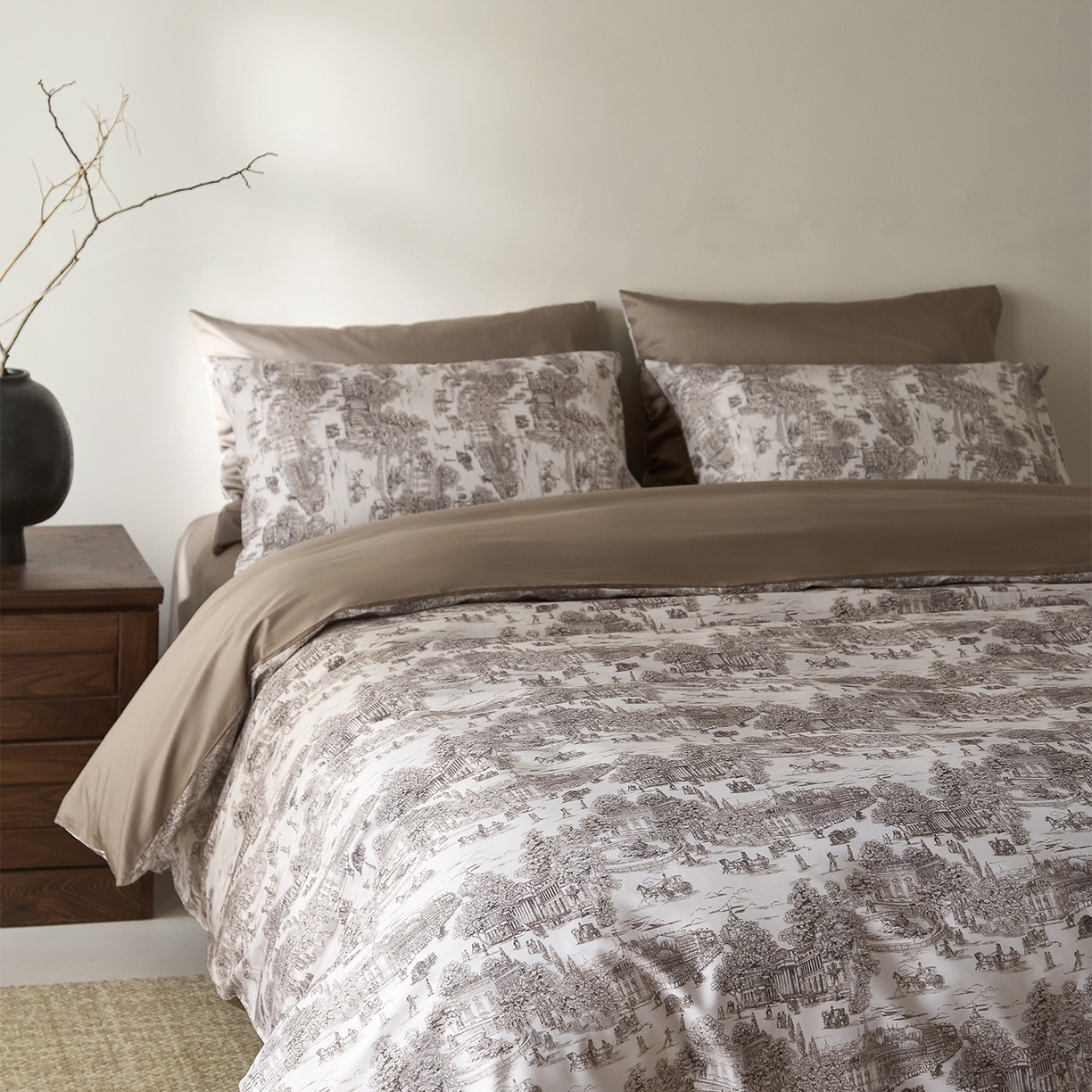 91家纺网 家纺一手货源 找家纺 （总）ONE TWO ONE 121 2026新A类5050双股数码印花长绒棉纯棉四件套-罗马假日