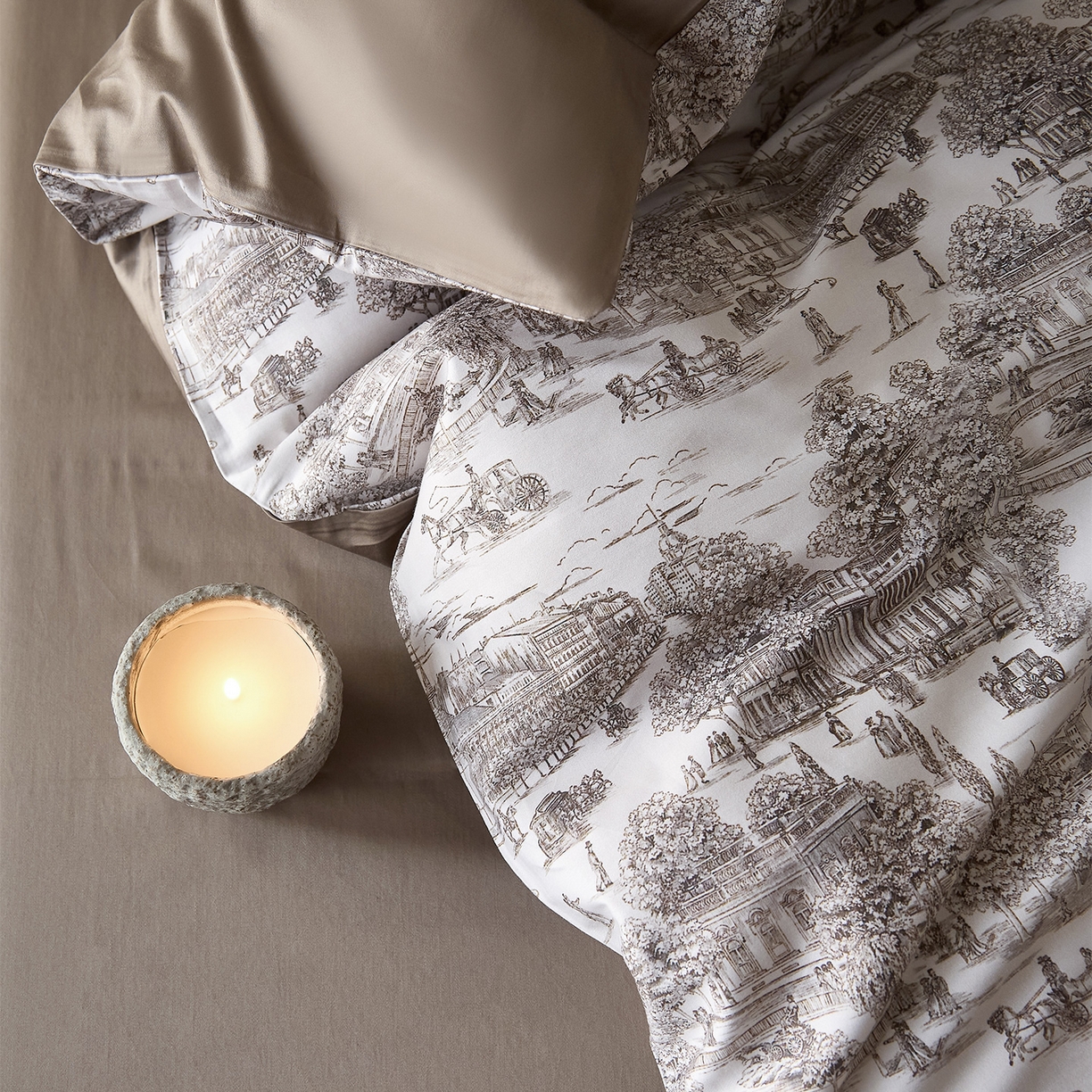 91家纺网 家纺一手货源 找家纺 （总）ONE TWO ONE 121 2026新A类5050双股数码印花长绒棉纯棉四件套-罗马假日