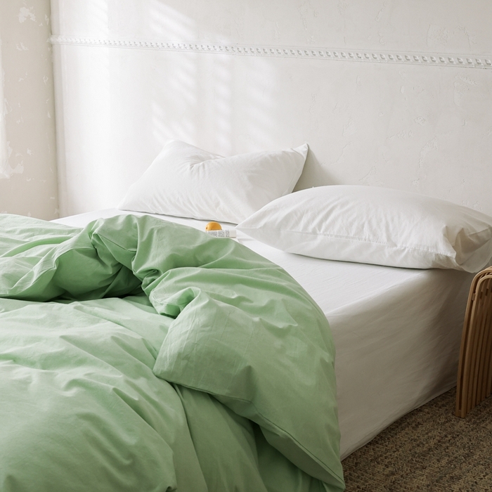 91家纺网 家纺一手货源 找家纺 棉眠 2026新款调色盘水洗棉混搭单品系列-单被套 糖果绿