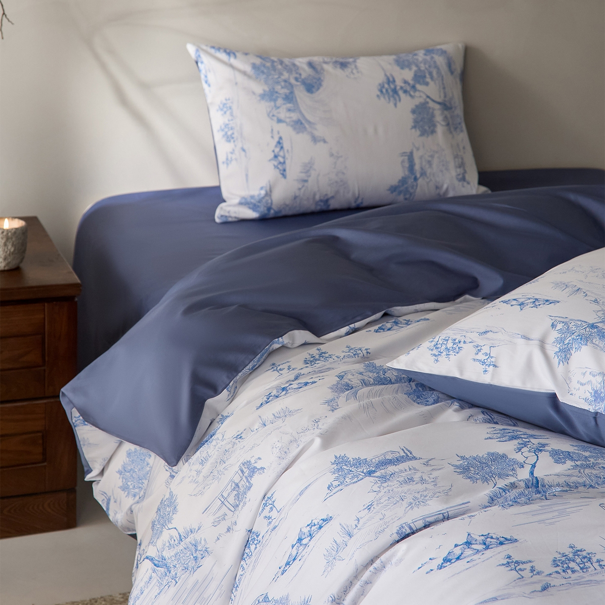 91家纺网 家纺一手货源 找家纺 （总）ONE TWO ONE 121 2026新款专版数码印花100s长绒棉纯棉全棉床上用品四件套-林明幽谷