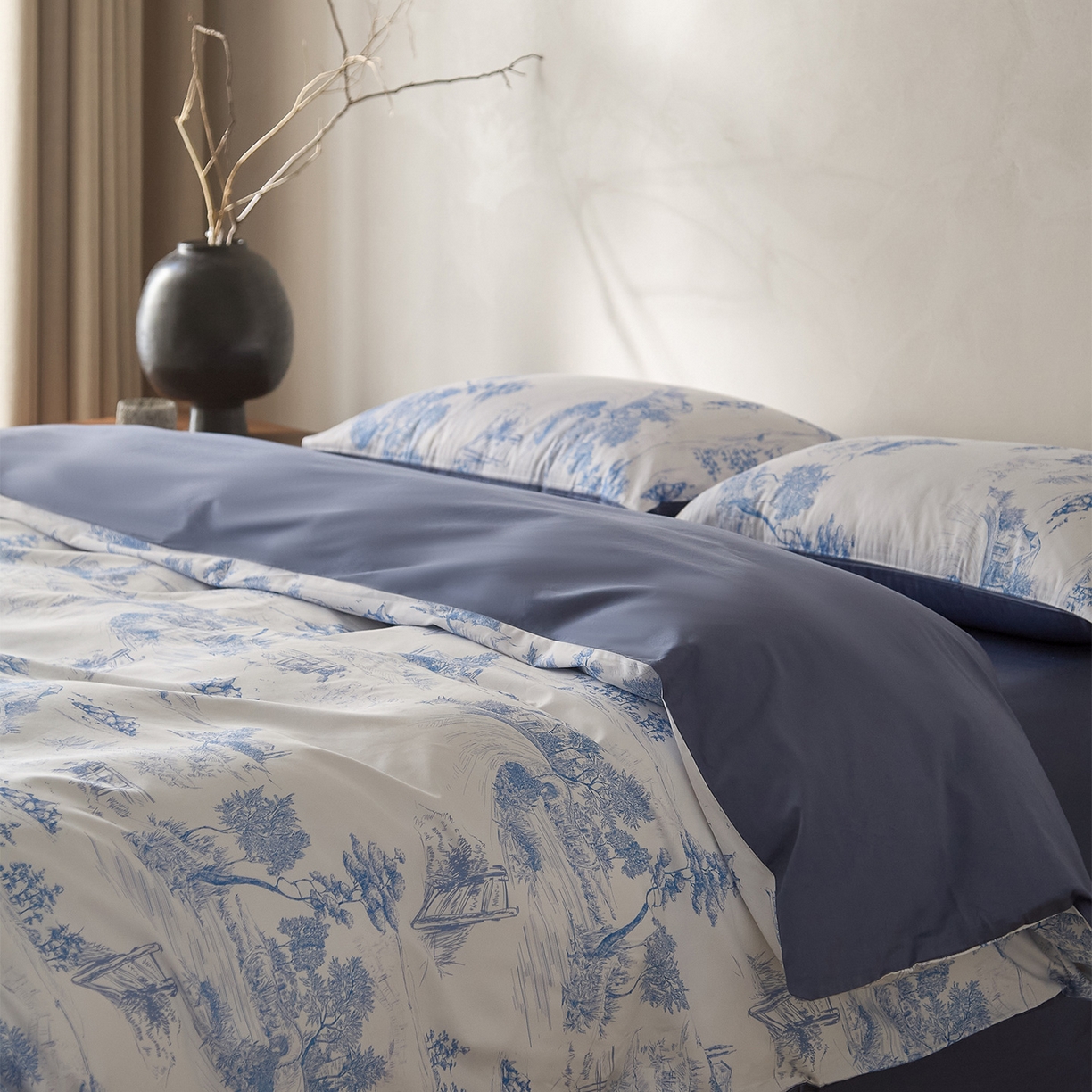 91家纺网 家纺一手货源 找家纺 （总）ONE TWO ONE 121 2026新款专版数码印花100s长绒棉纯棉全棉床上用品四件套-林明幽谷