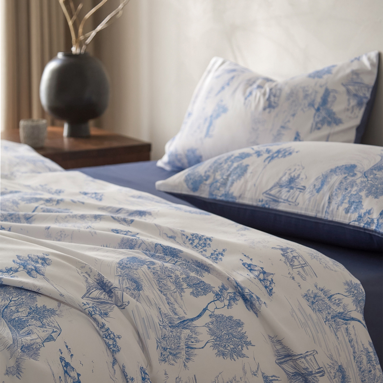 91家纺网 家纺一手货源 找家纺 （总）ONE TWO ONE 121 2026新款专版数码印花100s长绒棉纯棉全棉床上用品四件套-林明幽谷