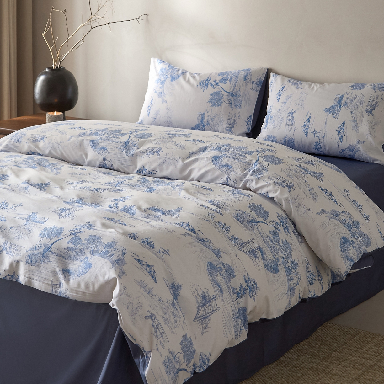 91家纺网 家纺一手货源 找家纺 （总）ONE TWO ONE 121 2026新款专版数码印花100s长绒棉纯棉全棉床上用品四件套-林明幽谷