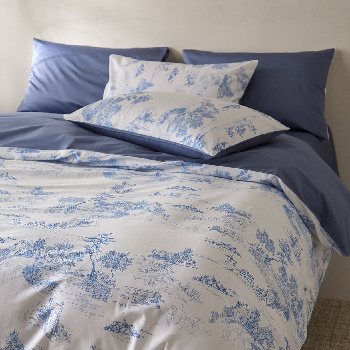 91家纺网 家纺一手货源 找家纺 （总）ONE TWO ONE 121 2026新款专版数码印花100s长绒棉纯棉全棉床上用品四件套-林明幽谷