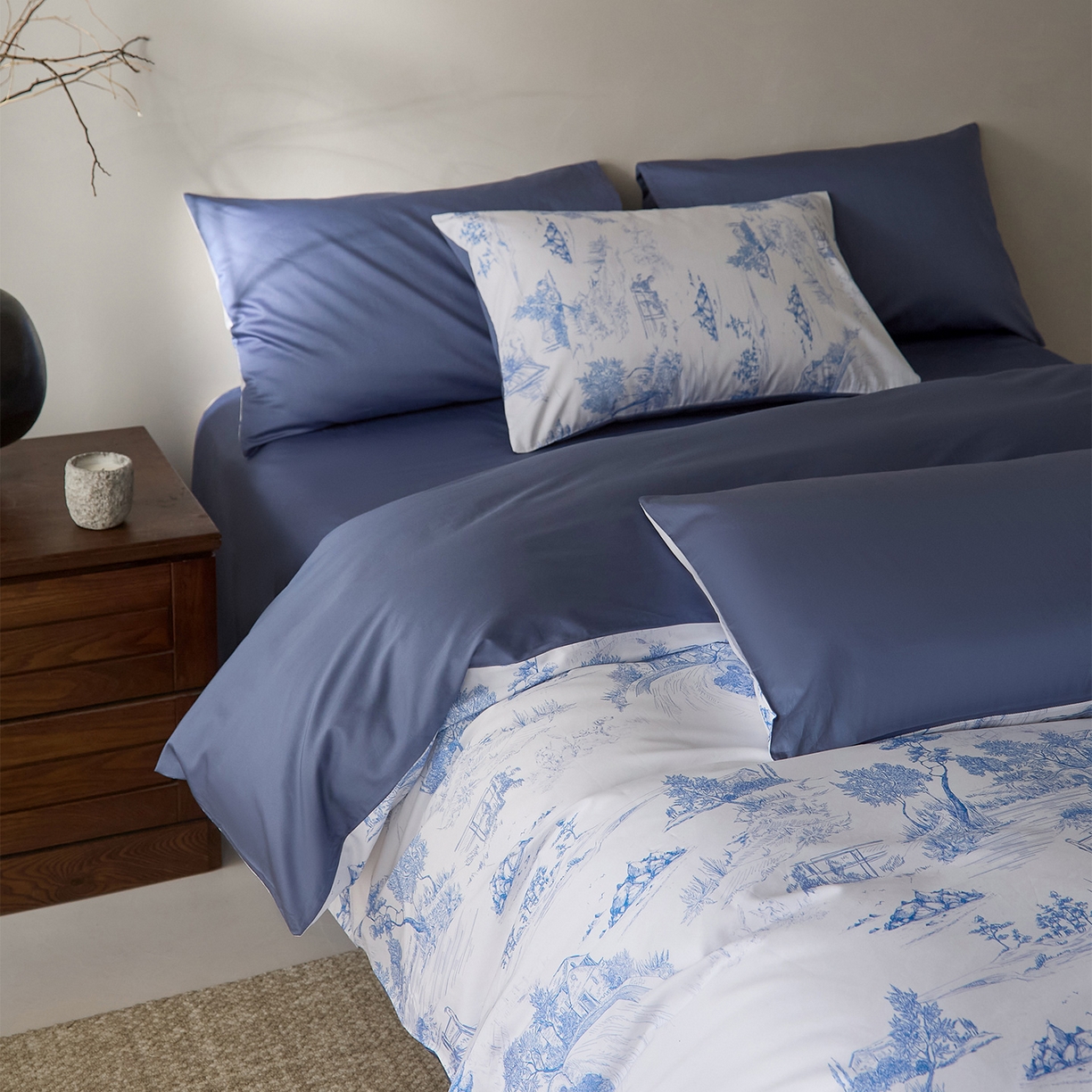 91家纺网 家纺一手货源 找家纺 （总）ONE TWO ONE 121 2026新款专版数码印花100s长绒棉纯棉全棉床上用品四件套-林明幽谷