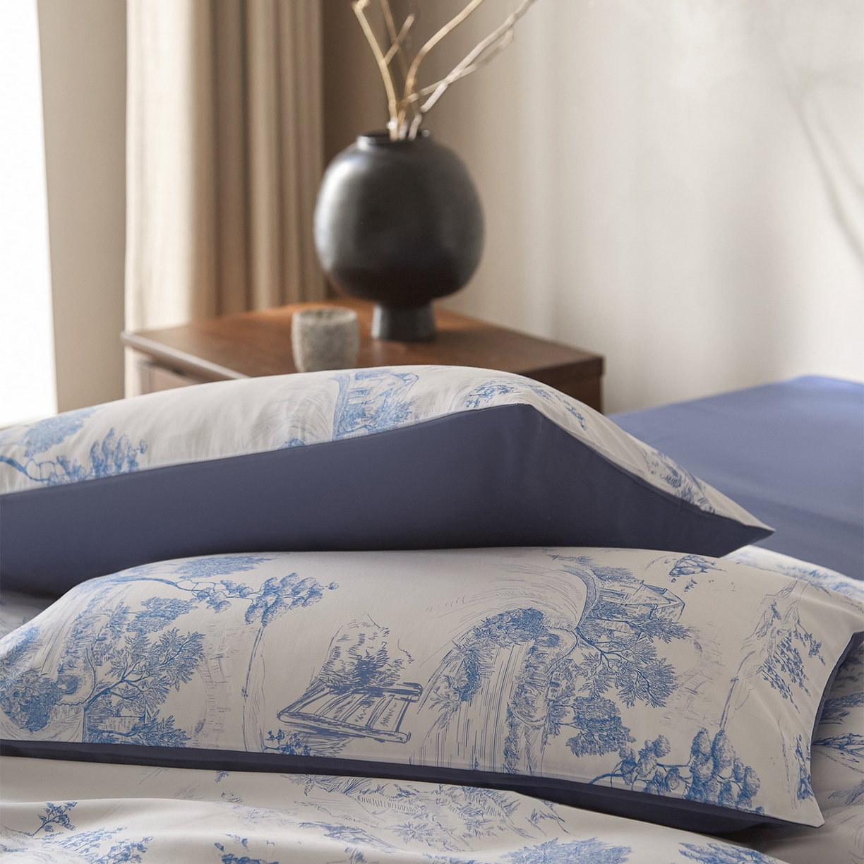 91家纺网 家纺一手货源 找家纺 （总）ONE TWO ONE 121 2026新款专版数码印花100s长绒棉纯棉全棉床上用品四件套-林明幽谷