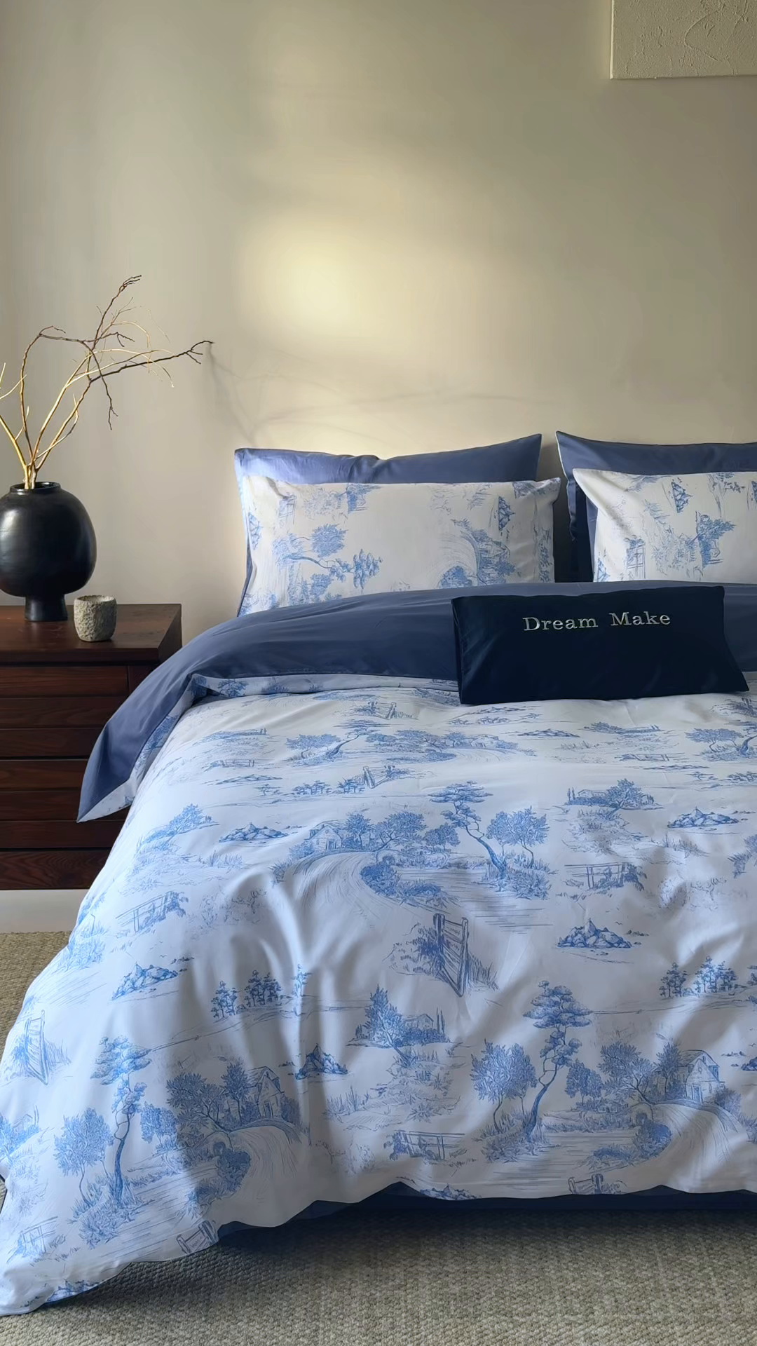 91家纺网 家纺一手货源 找家纺 （总）ONE TWO ONE 121 2026新款专版数码印花100s长绒棉纯棉全棉床上用品四件套-林明幽谷