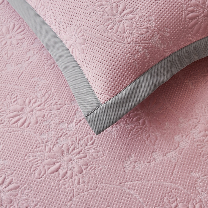 91家纺网 家纺一手货源 找家纺 库里梦家纺 2026新款轻奢高克重复合PE高分子凉席床笠三件套-素瑾 素瑾-粉色床笠款