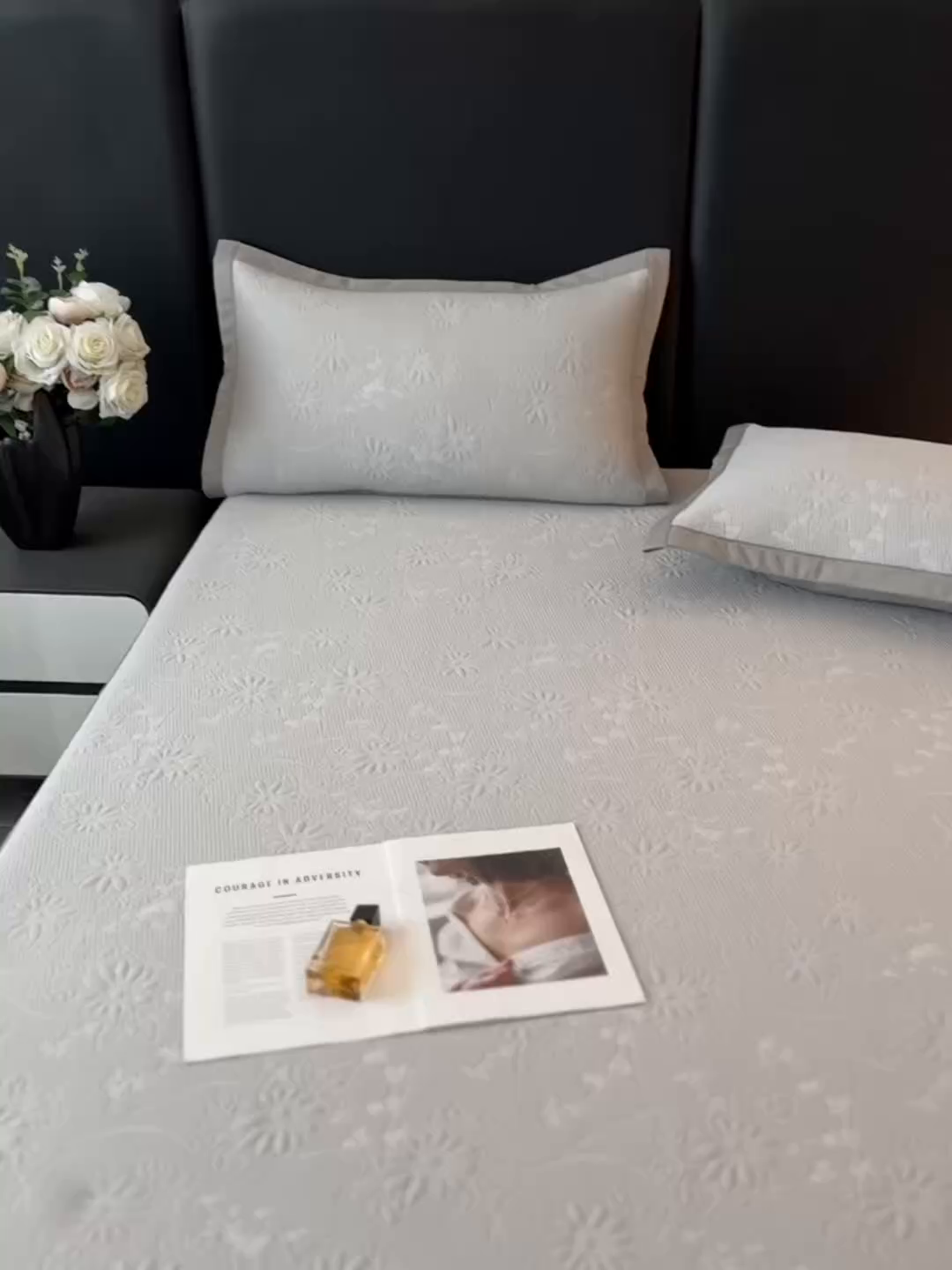 91家纺网 家纺一手货源 找家纺 库里梦家纺 2026新款轻奢高克重复合PE高分子凉席床笠三件套-素瑾 素瑾-灰色床笠款