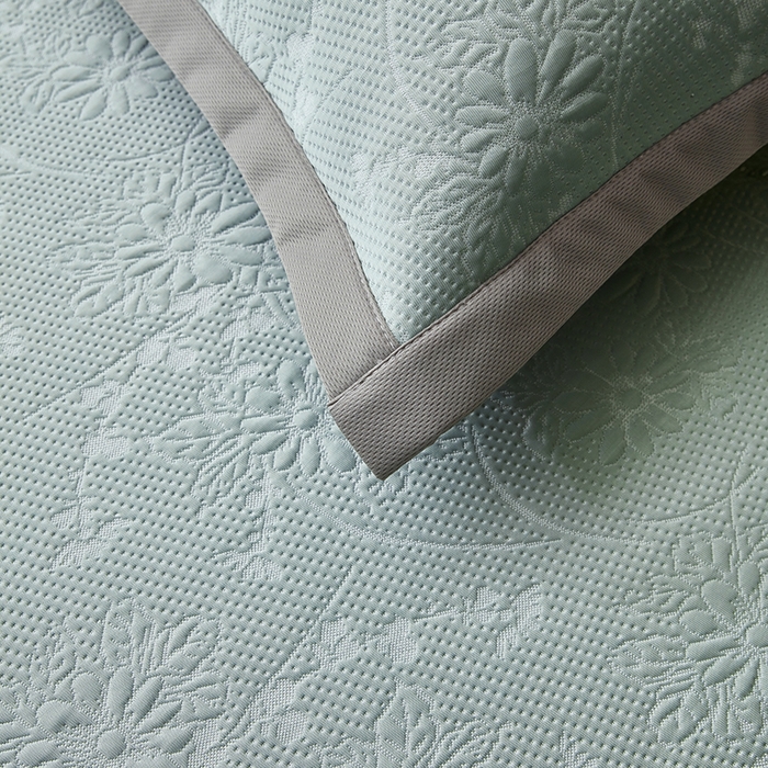 91家纺网 家纺一手货源 找家纺 库里梦家纺 2026新款轻奢高克重复合PE高分子凉席床笠三件套-素瑾 素瑾-绿色床笠款