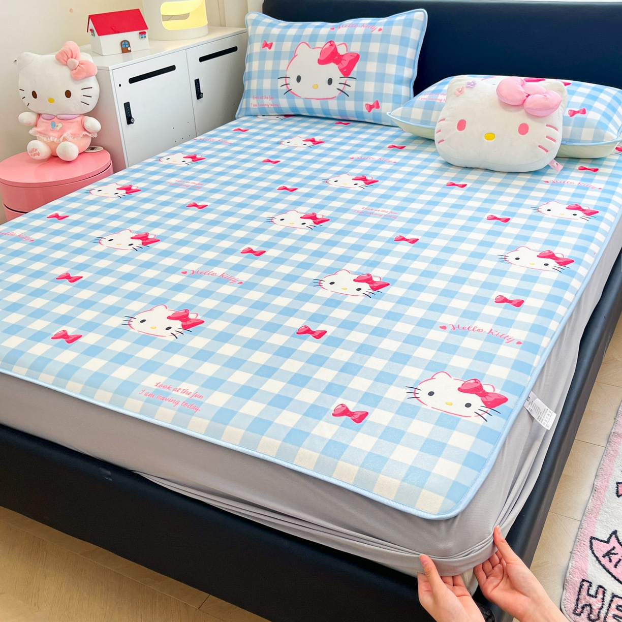 91家纺网 家纺一手货源 找家纺 （总）暮思家居 2026新款三丽鸥正版授权数码印花A类可机洗1200D冰丝凉席三件套床笠款系列