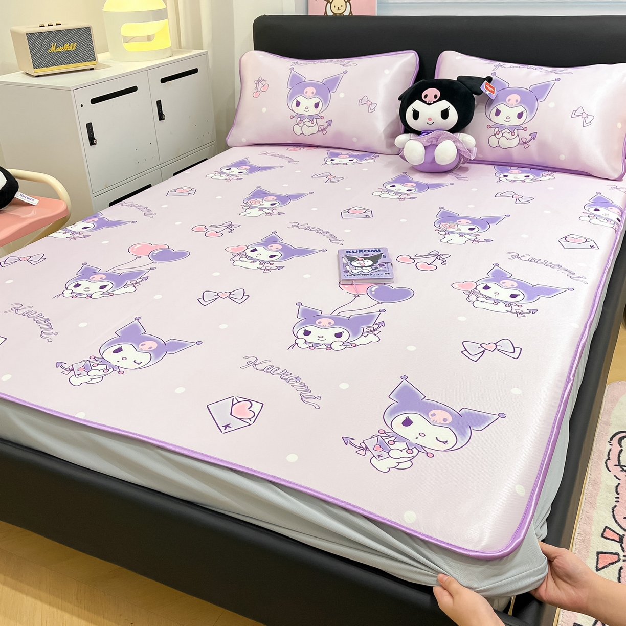 91家纺网 家纺一手货源 找家纺 （总）暮思家居 2026新款三丽鸥正版授权数码印花A类可机洗1200D冰丝凉席三件套床笠款系列