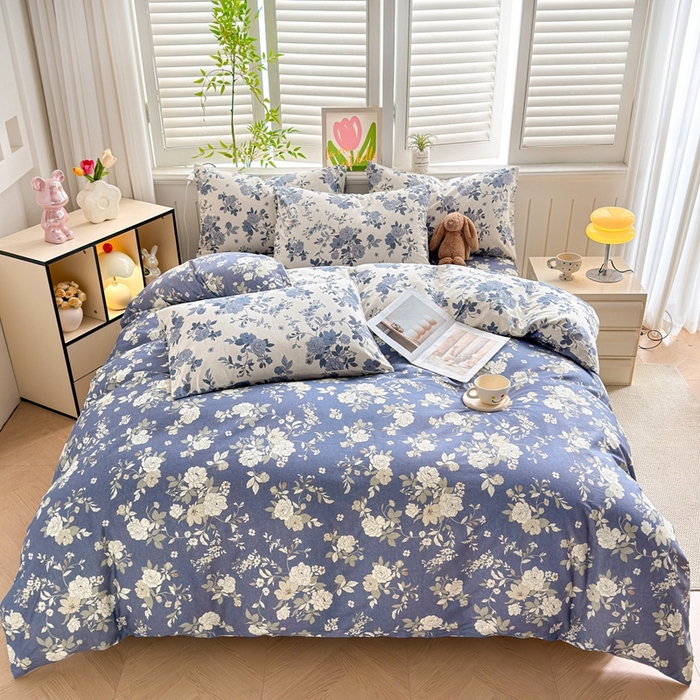 91家纺网 家纺一手货源 找家纺 黛妮雅 2026新款全棉印花床单款四件套（送买家秀）青花絮语