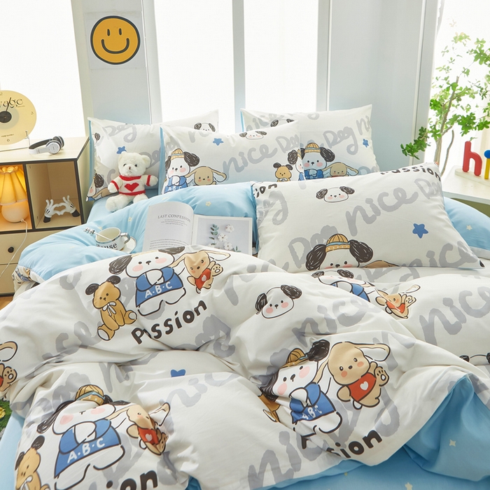 91家纺网 家纺一手货源 找家纺 黛妮雅 2026新款全棉印花床单款四件套（送买家秀）萌酷狗