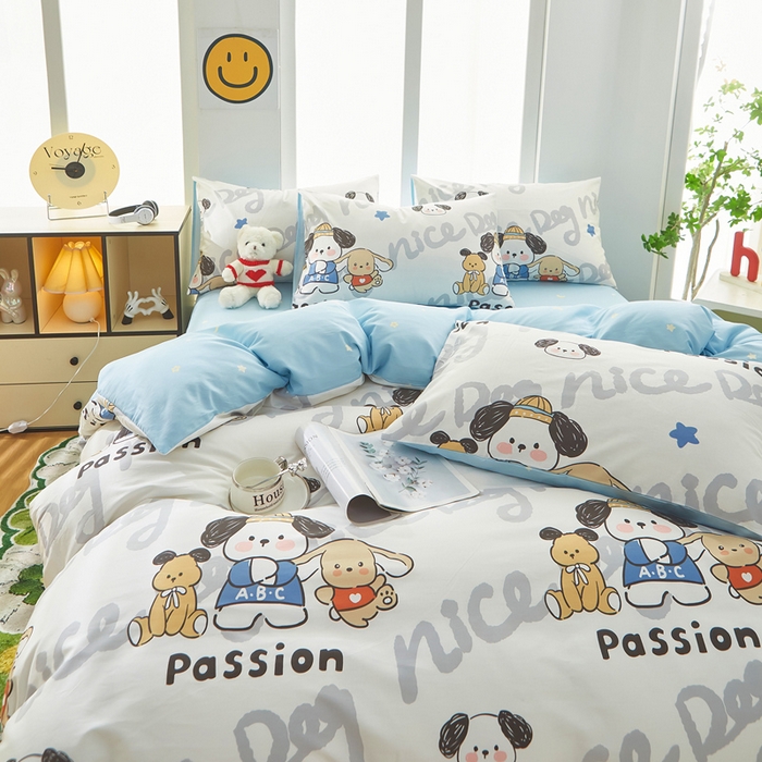 91家纺网 家纺一手货源 找家纺 黛妮雅 2026新款全棉印花床单款四件套（送买家秀）萌酷狗