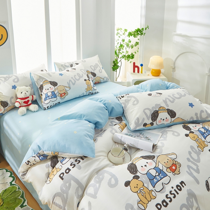 91家纺网 家纺一手货源 找家纺 黛妮雅 2026新款全棉印花床单款四件套（送买家秀）萌酷狗