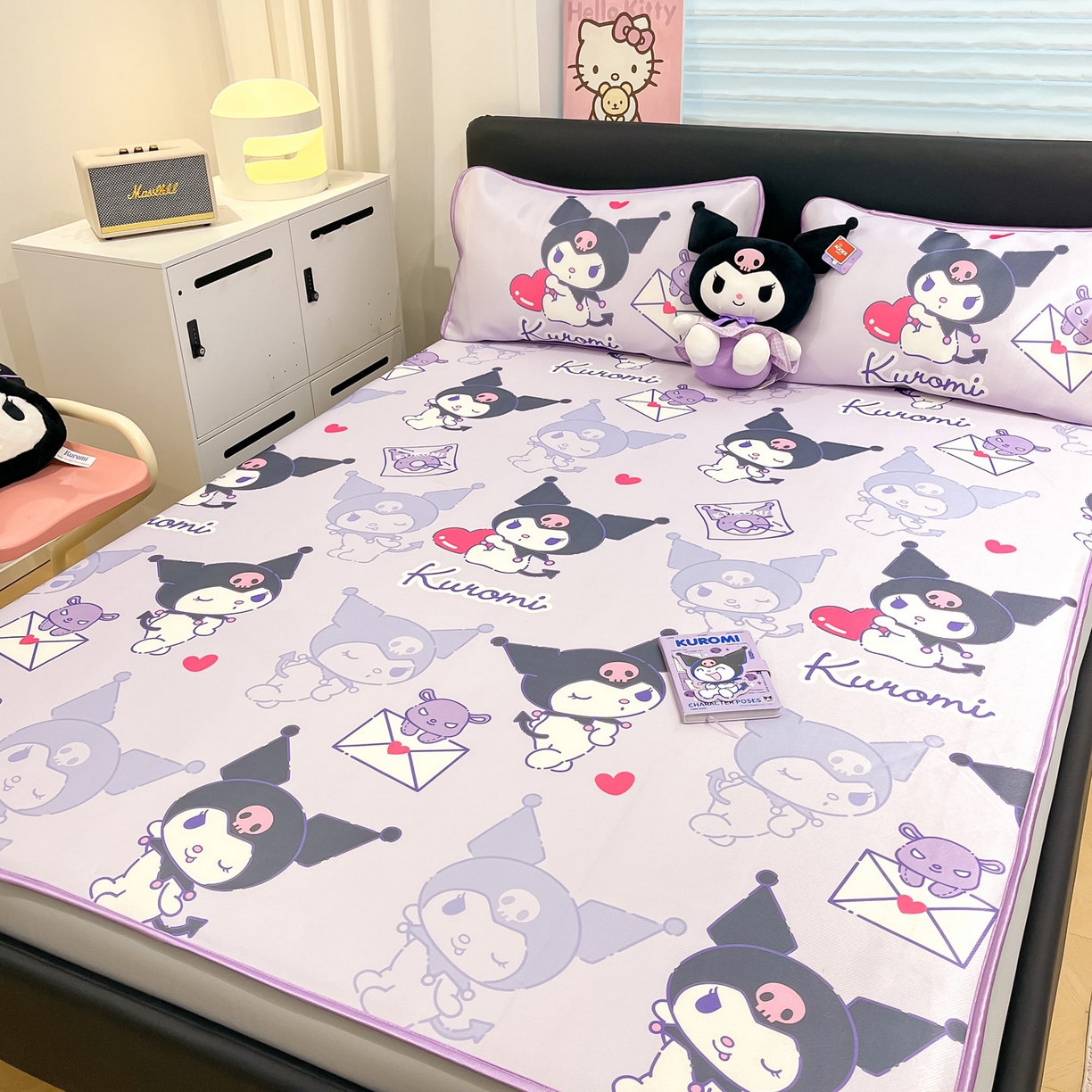 91家纺网 家纺一手货源 找家纺 暮思家居 2026新款三丽鸥正版授权数码印花A类可机洗1200D冰丝凉席三件套床笠款系列 床笠款-巴库库洛米