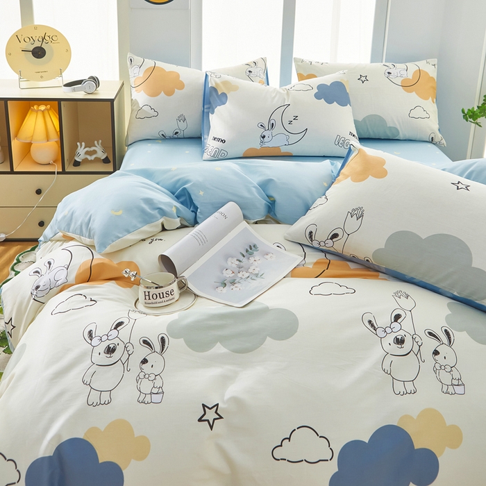 91家纺网 家纺一手货源 找家纺 黛妮雅 2026新款全棉印花床单款四件套（送买家秀）铃兰兔