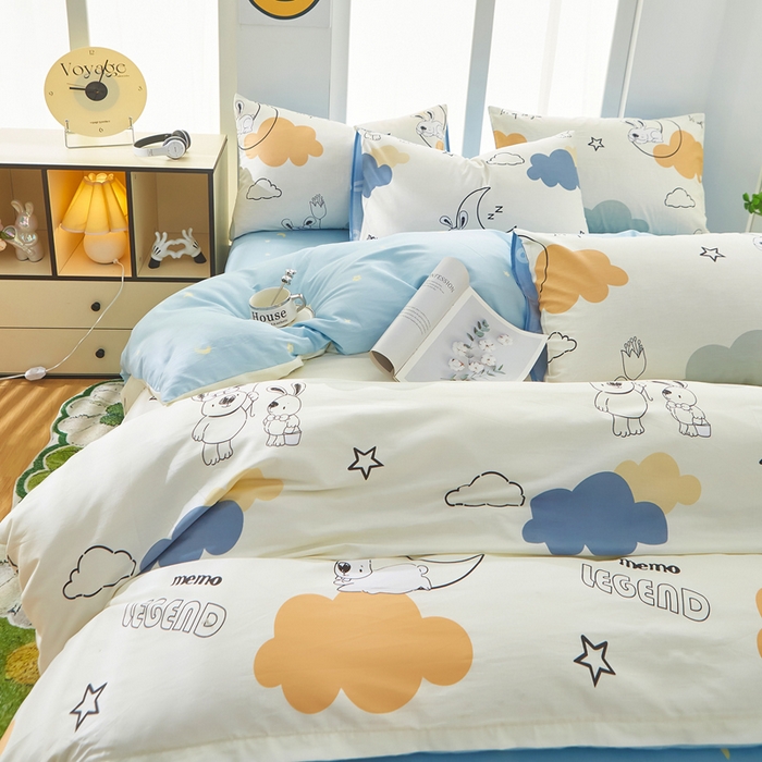 91家纺网 家纺一手货源 找家纺 黛妮雅 2026新款全棉印花床单款四件套（送买家秀）铃兰兔