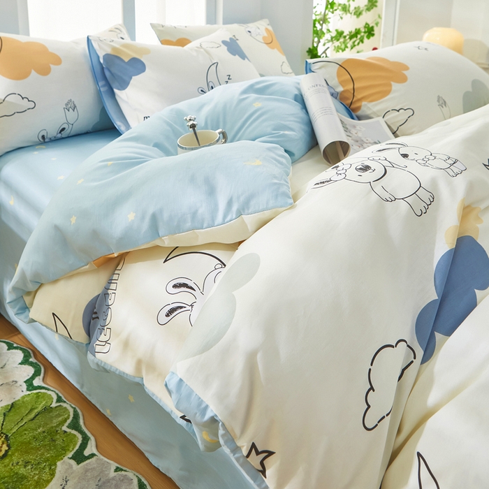 91家纺网 家纺一手货源 找家纺 黛妮雅 2026新款全棉印花床单款四件套（送买家秀）铃兰兔