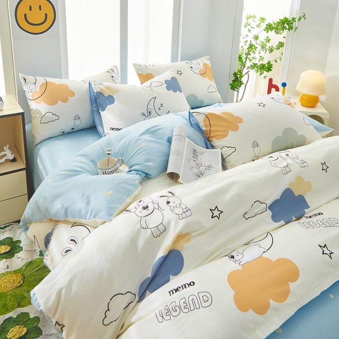 91家纺网 家纺一手货源 找家纺 黛妮雅 2026新款全棉印花床单款四件套（送买家秀）铃兰兔