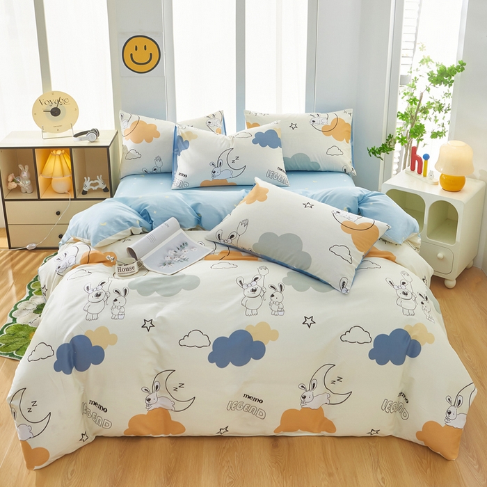 91家纺网 家纺一手货源 找家纺 黛妮雅 2026新款全棉印花床单款四件套（送买家秀）铃兰兔