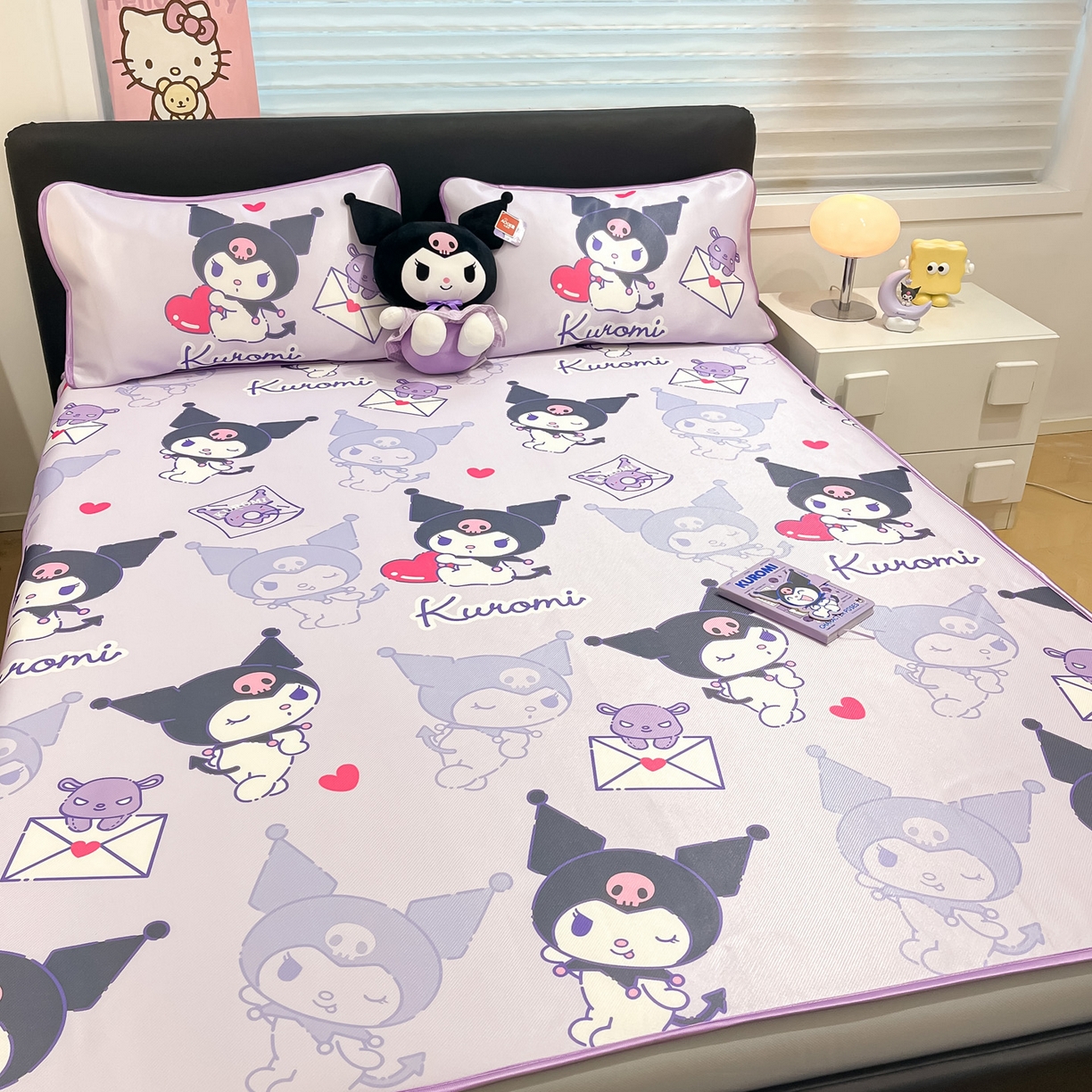 91家纺网 家纺一手货源 找家纺 暮思家居 2026新款三丽鸥正版授权数码印花A类可机洗1200D冰丝凉席三件套床笠款系列 床笠款-巴库库洛米