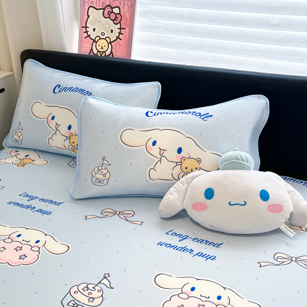 91家纺网 家纺一手货源 找家纺 暮思家居 2026新款三丽鸥正版授权数码印花A类可机洗1200D冰丝凉席三件套床笠款系列 床笠款-点点玉桂狗