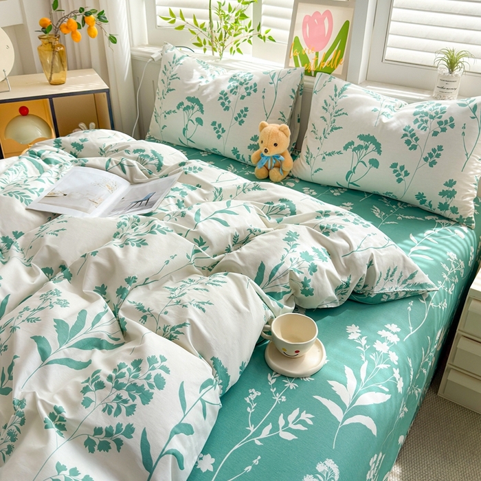 91家纺网 家纺一手货源 找家纺 黛妮雅 2026新款全棉印花床单款四件套（送买家秀）青枝绿叶