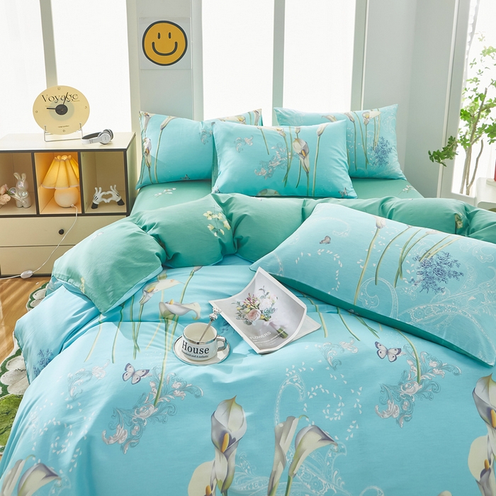 91家纺网 家纺一手货源 找家纺 黛妮雅 2026新款全棉印花床单款四件套（送买家秀）百合情缘